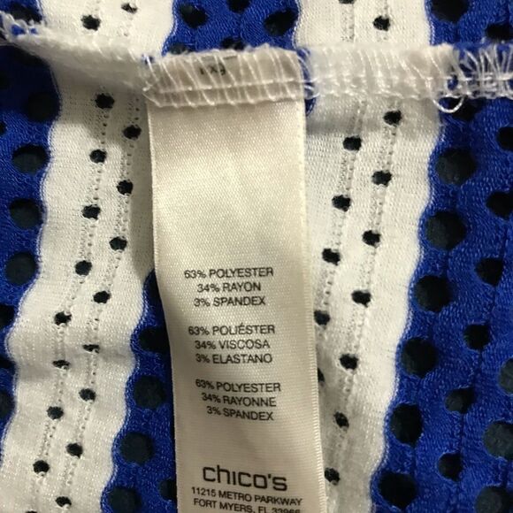 Chico’s Bue & White open striped swim cover-up cardigan duster Size 3 (L) - Picture 8 of 12